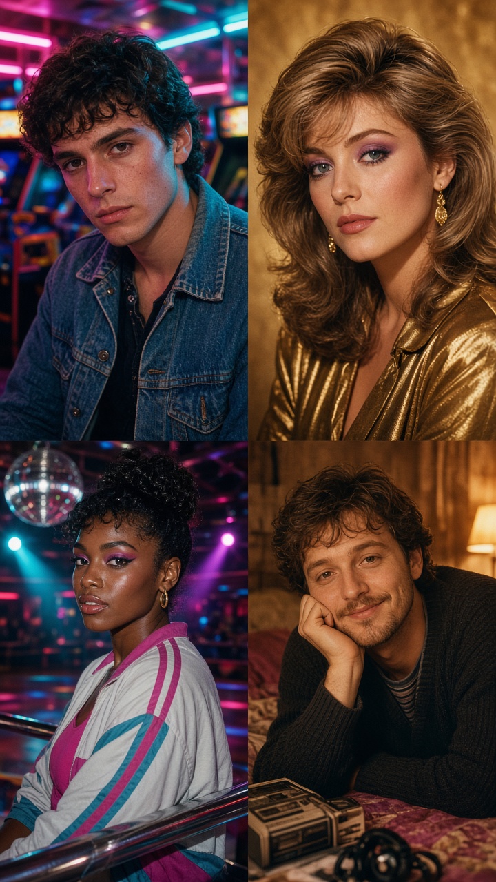 80s photo effect with neon arcade styling