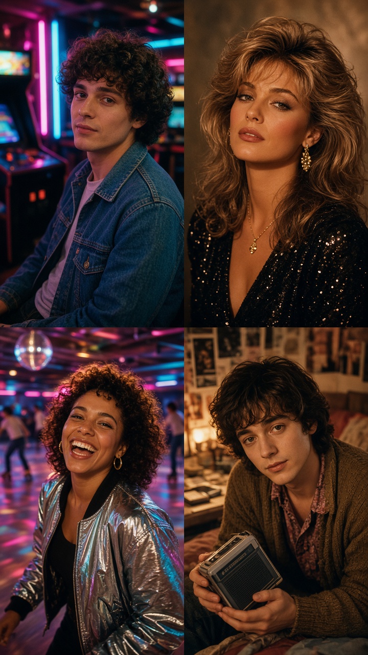 80s photo effect with 1980s studio glamour