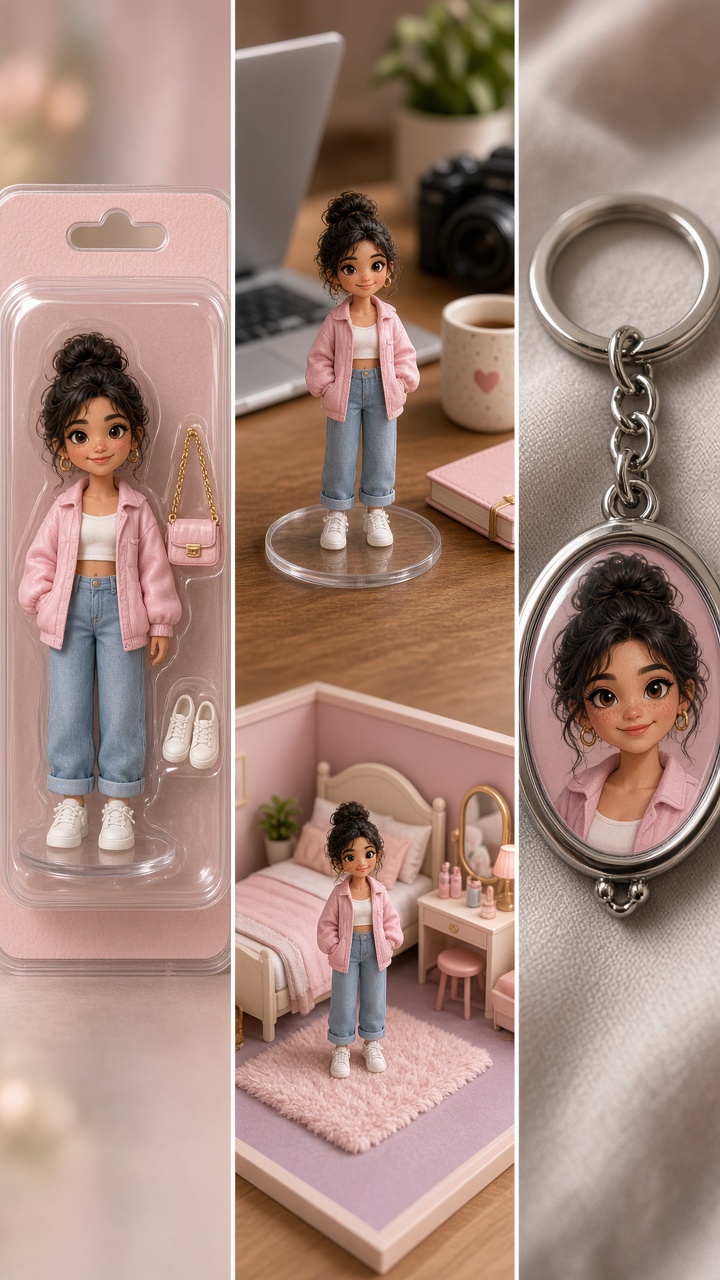 Collectible photo effect with a boxed figurine