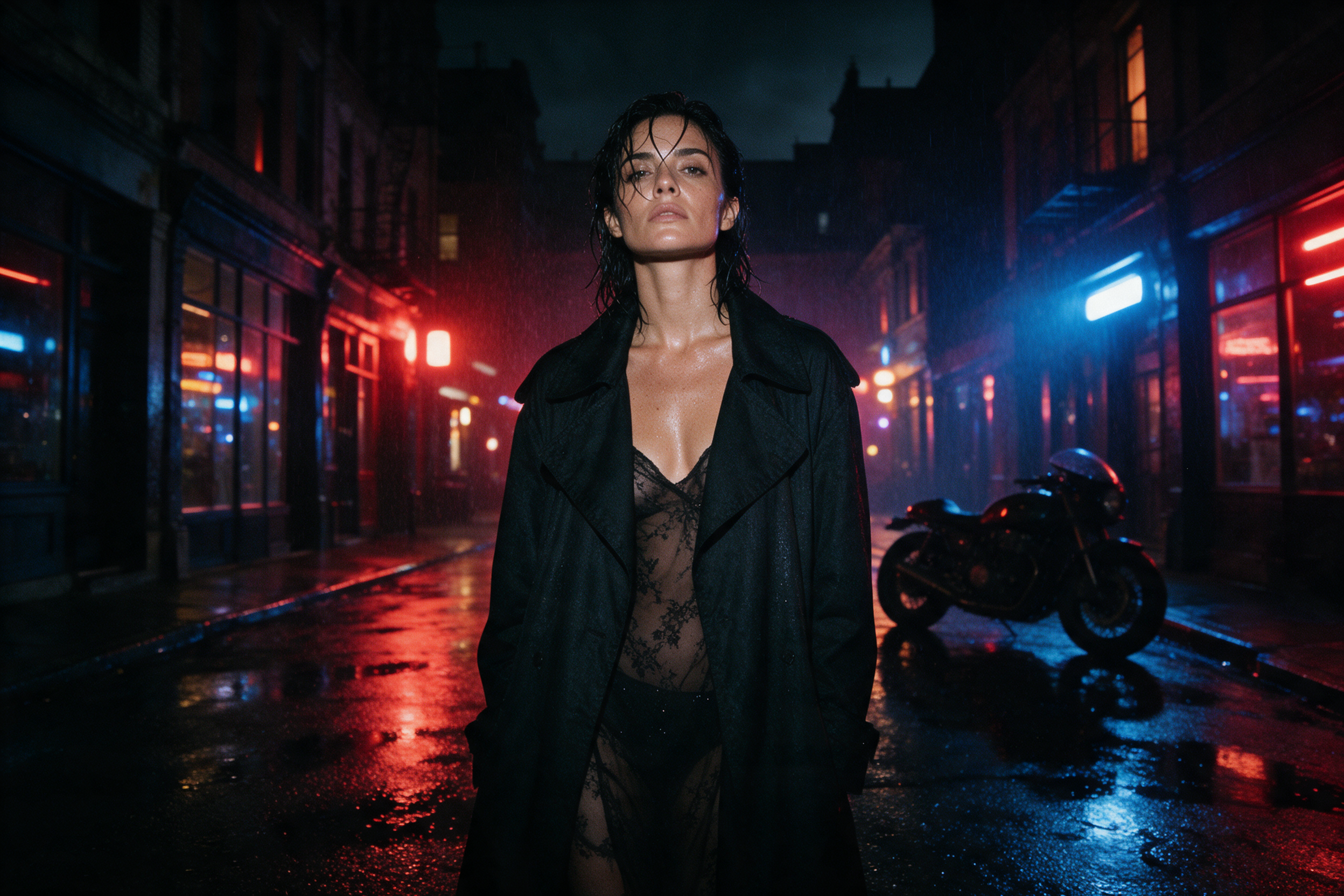 editorial poster effects neon portrait