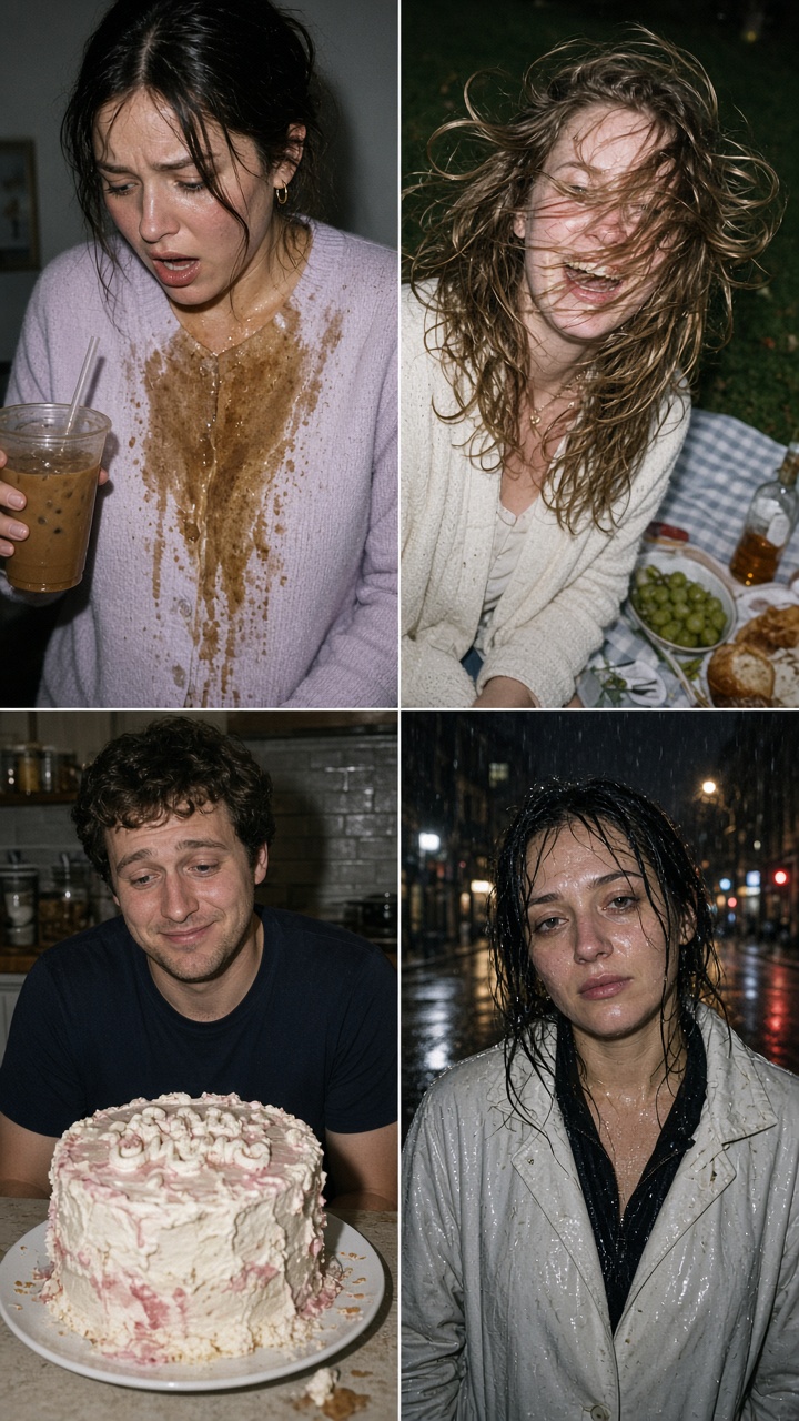 Viral photo effects with a spilled iced coffee