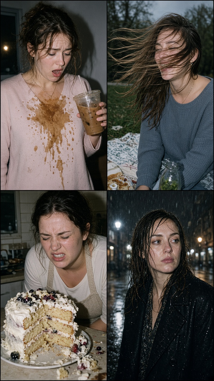 Viral photo effects with a rain soaked city outfit