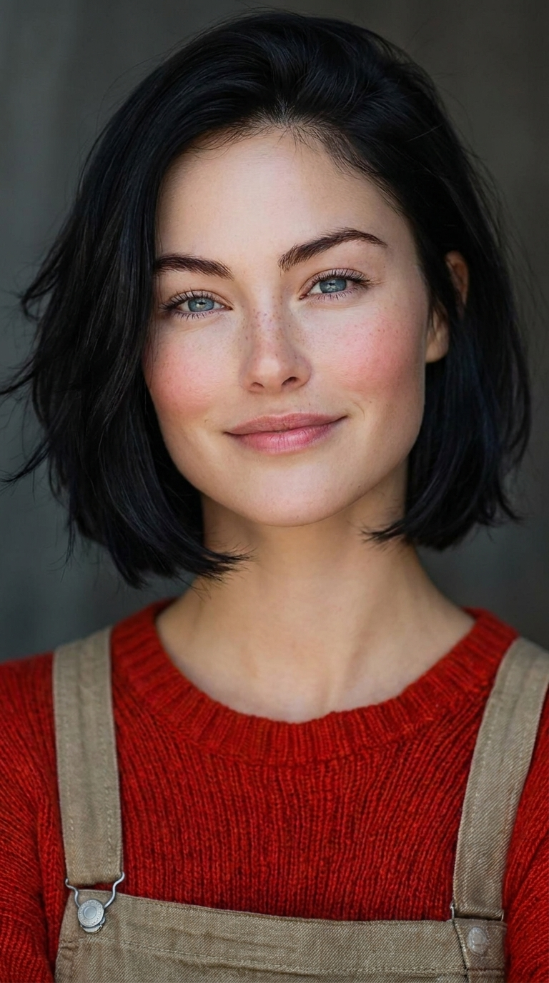 French bob hair style effect on a close-up portrait