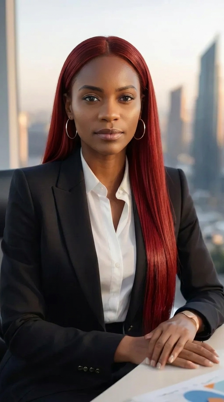 Sleek glass hair style effect with a reflective finish