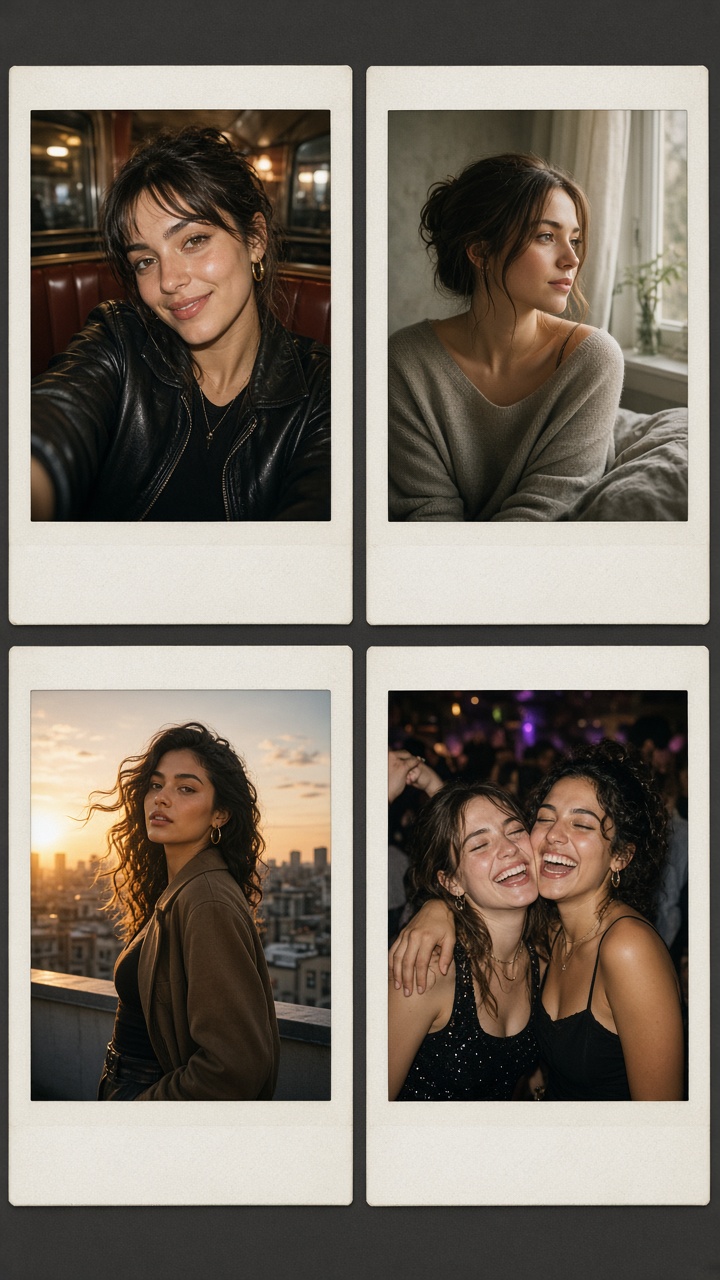 Instant film photo effect with diner flash