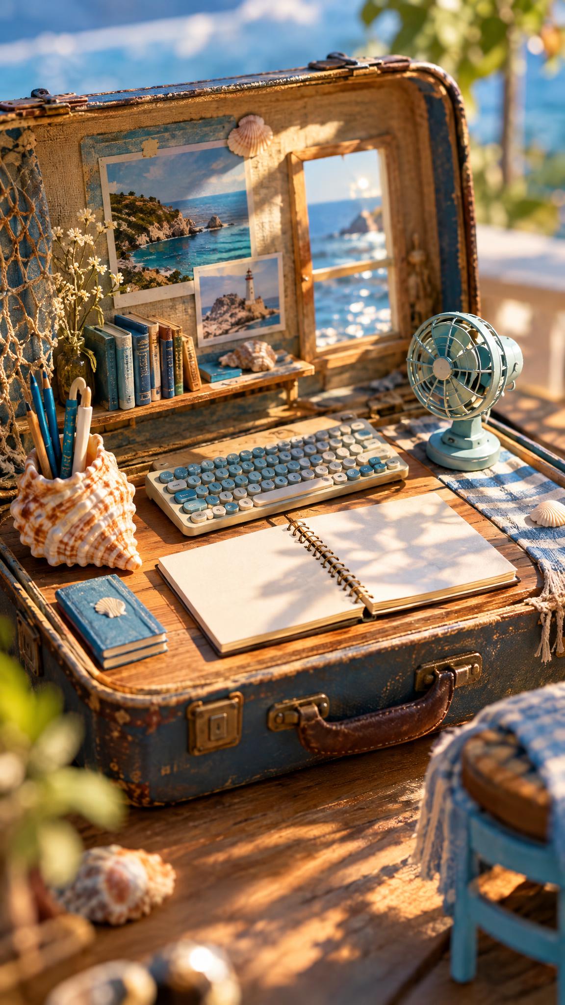Miniature desk trend coastal suitcase workspace