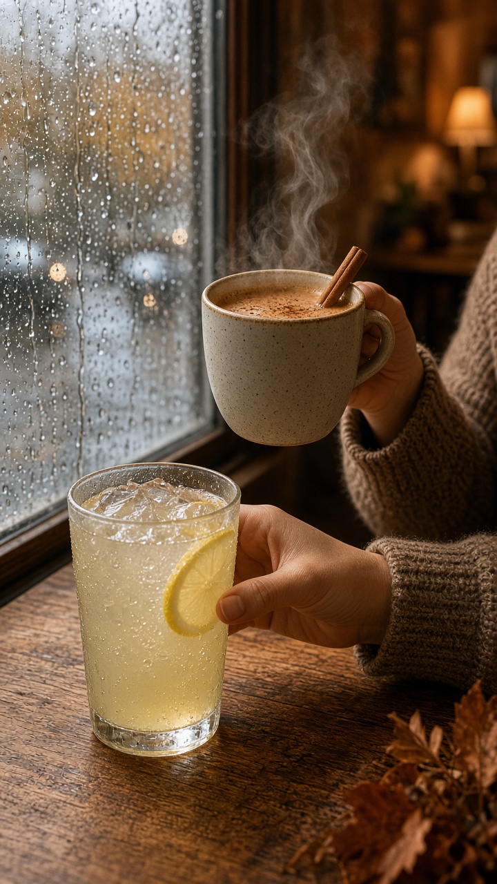 AI video effects lemonade changing to a warm fall drink