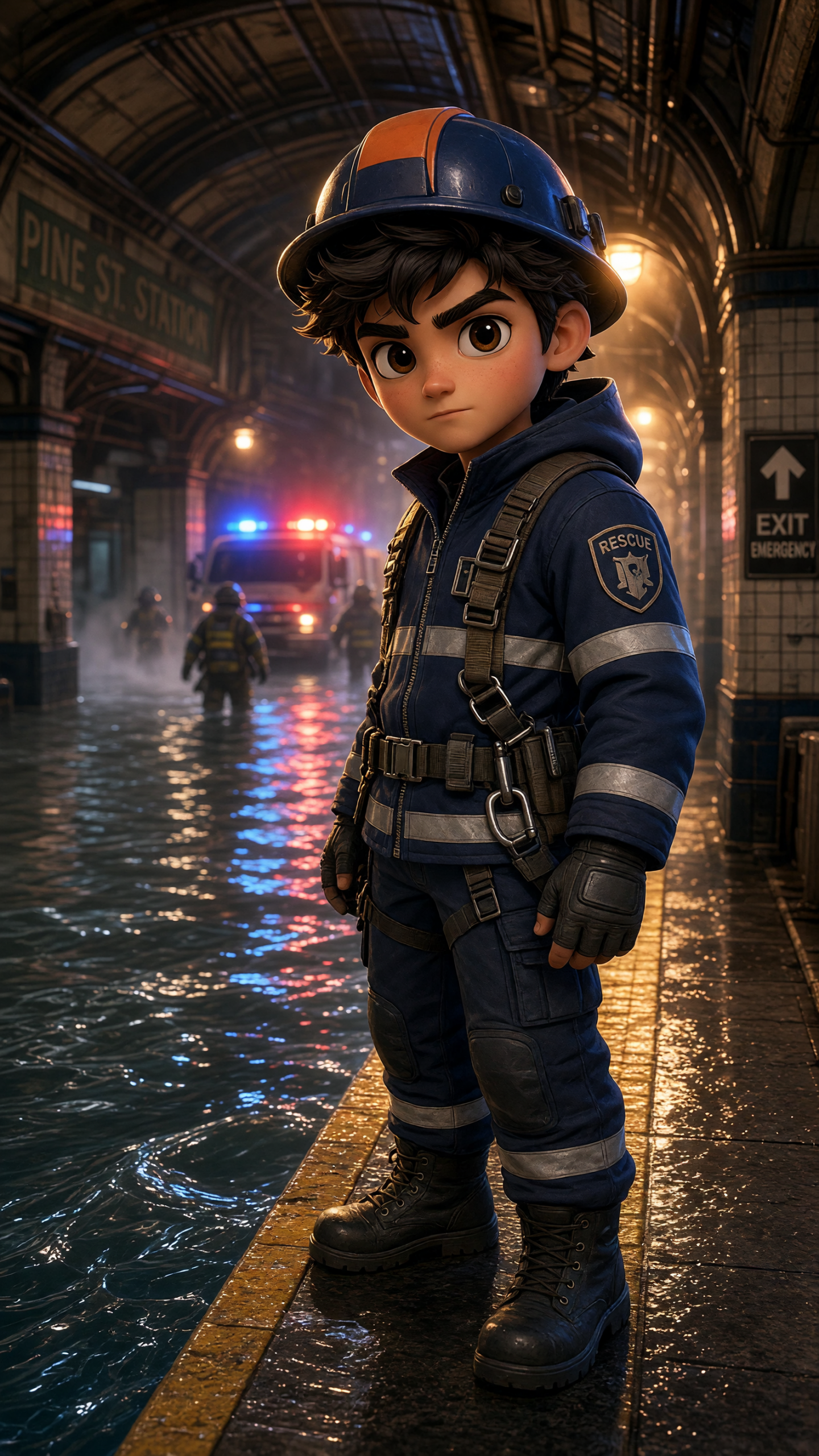 Rescue video effects flooded subway scene
